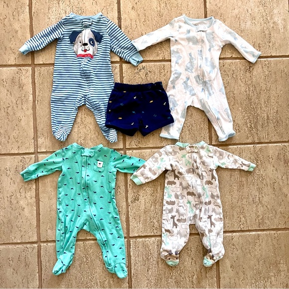 Carter's Other - Baby Boy 6 Month Clothing Bundle Shorts and Footed Pajams Set of 5 Items Carters